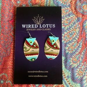 Red and Green Artisanal Earrings with Nature-Inspired Design